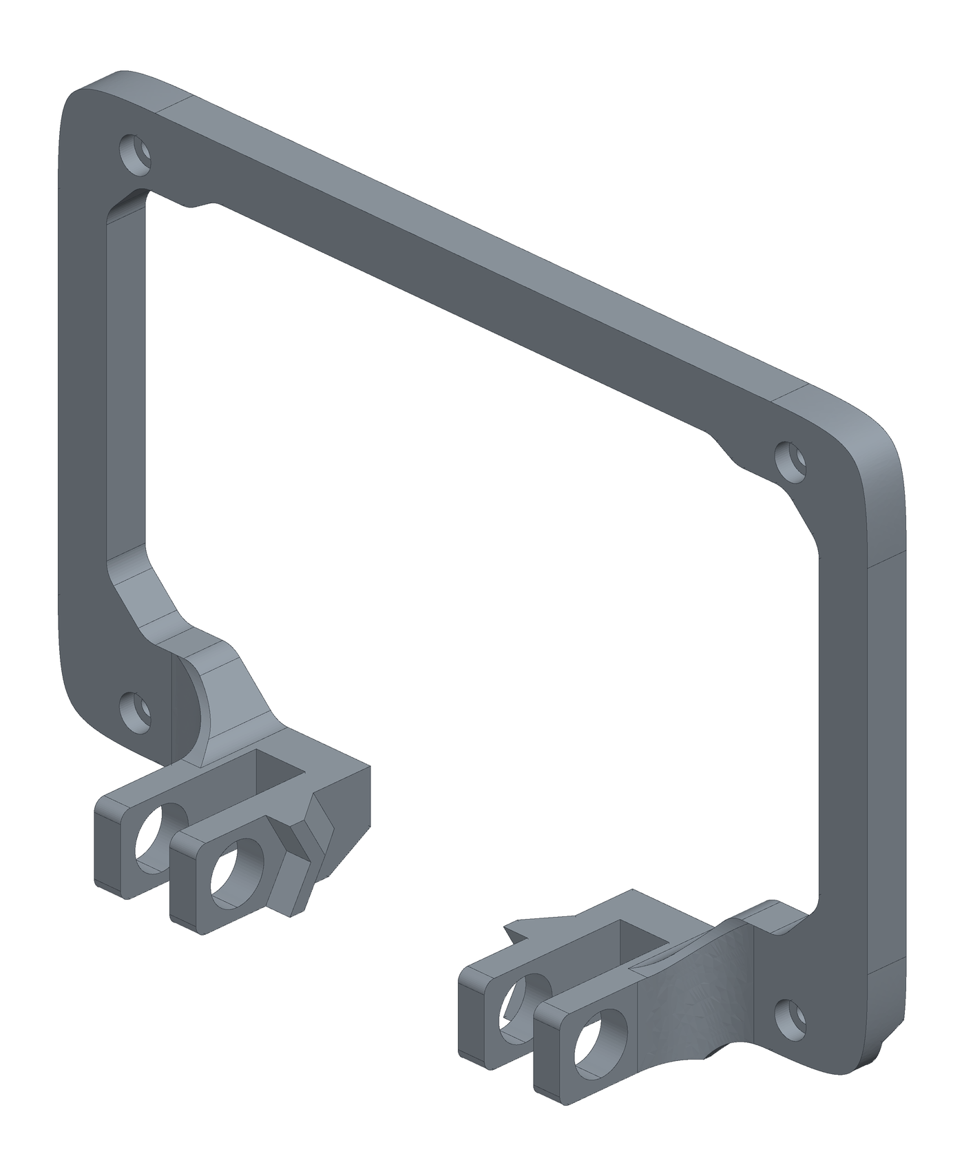 SEC0002 dash bracket render: hinge lugs and dash mounting face